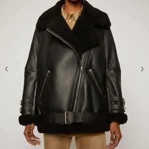 SOLD Acne Velocite black shearling aviator jacket